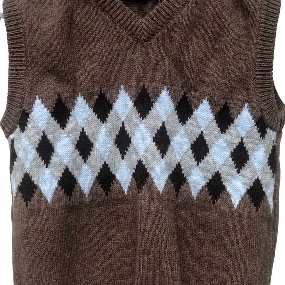 Calvin Klein Brown Argyle Sweater Vest size 6 - Picture 4 of 9